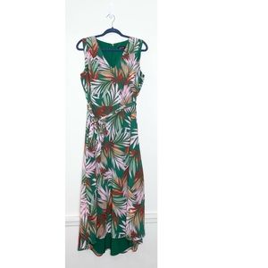 Tahari Arthur S. Levine green floral sleeveless dress size 12